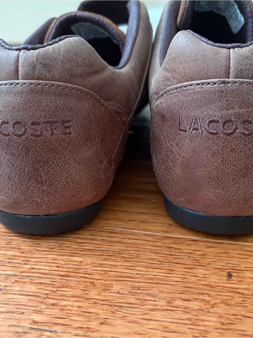 Lacoste Brown Leather Velcro Strap Sneakers Men's Size 11 Casual Comfort Shoes - Picture 5 of 9